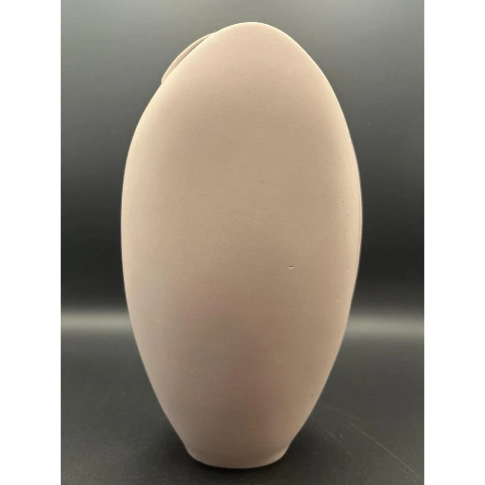 Vintage Postmodern Matte Dusty Rose Mauve Ceramic Calla Lily Sculptural Vase